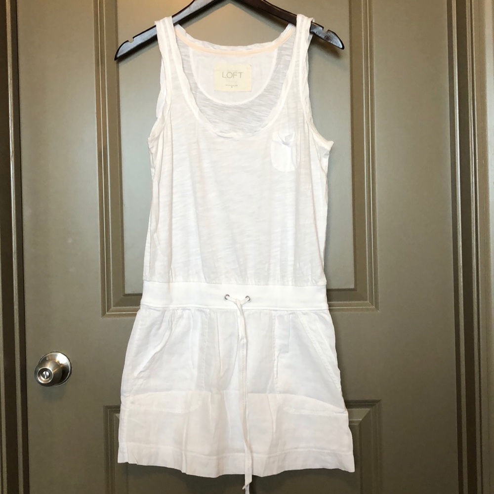 Loft White Summer Linen/Cotton Dress, Small